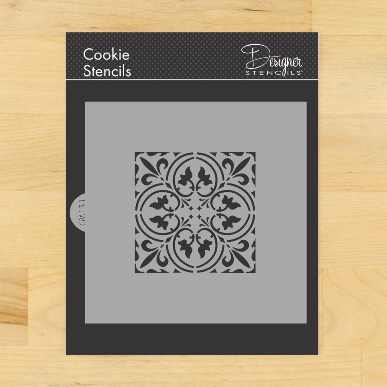 3-Inch Small Scroll Tile Cookie & Craft Stencil | CM137 by Designer Stencils | Cookie Decorating Tools |